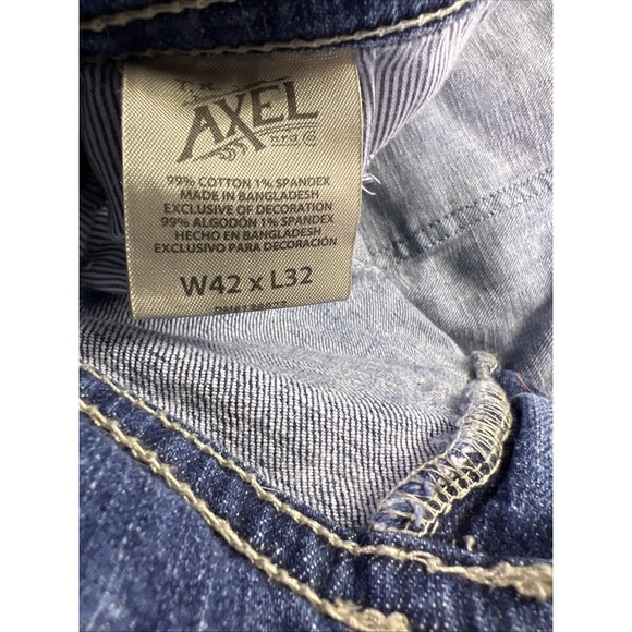 TK Axel Men's Jeans 42x30 Straight Bootcut Flap Pockets‎ Workwear Blue Med Wash - Picture 4 of 8